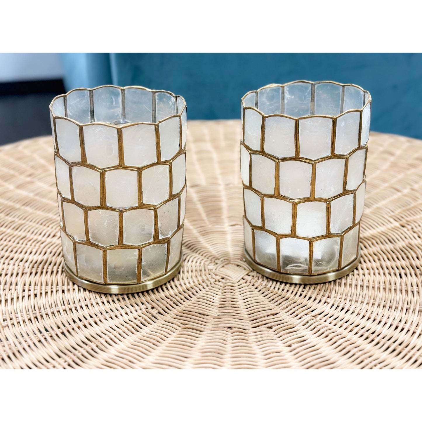 Scalloped Capiz Small Hurricane - Pillar - The Home Decor Outlet