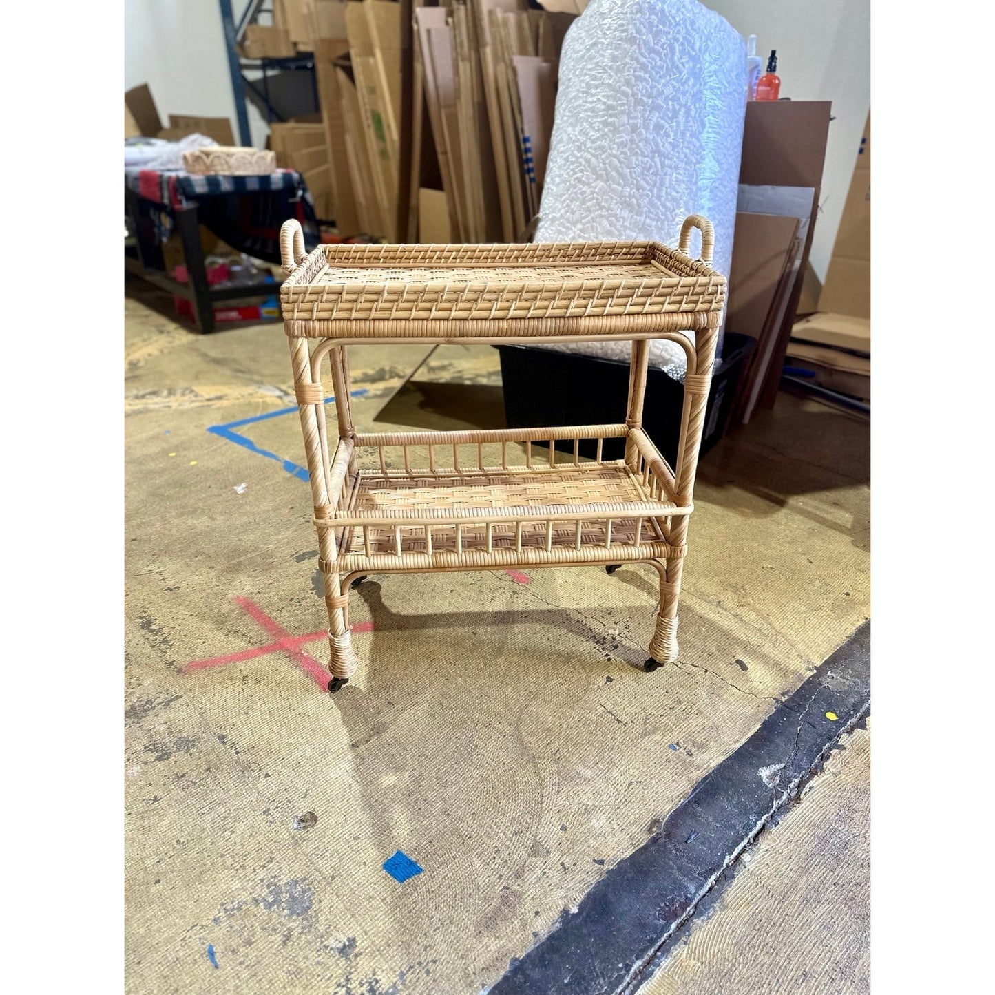 South Seas Rattan Side Cart-Natural - The Home Decor Outlet