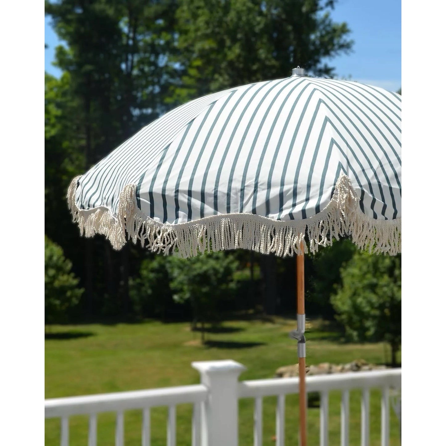 Beach Umbrella-Botanical Green Stripe