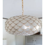 Capiz Scalloped Chandelier (20” DIAM)-Brass Gold
