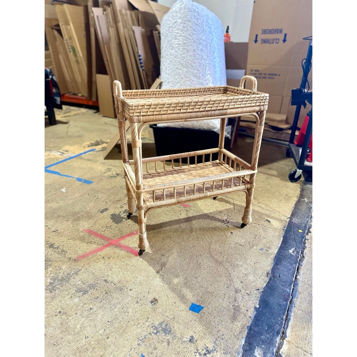 South Seas Rattan Side Cart-Natural - The Home Decor Outlet
