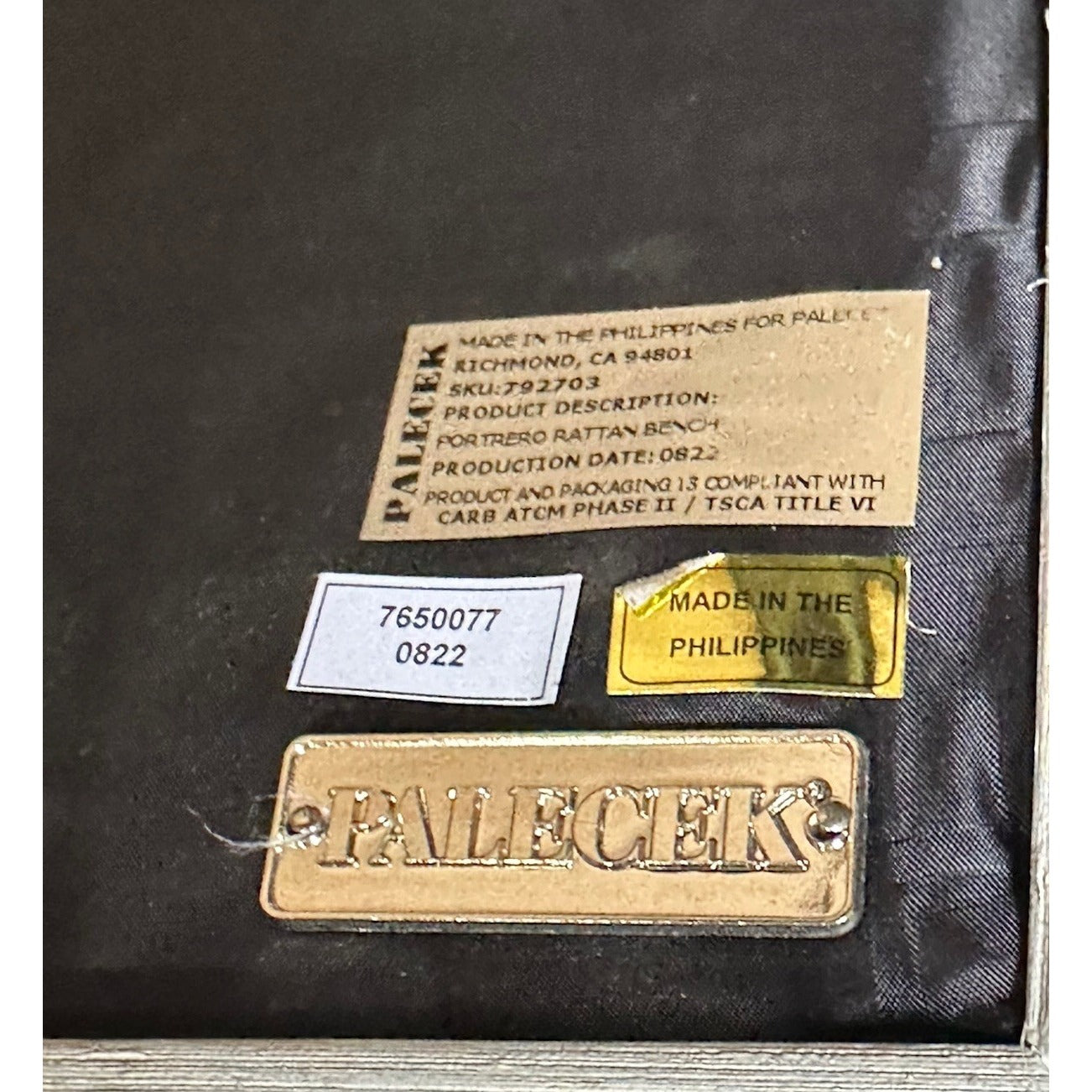 PALECEK Portrero Coastal Rattan Handcrafted Bench-White