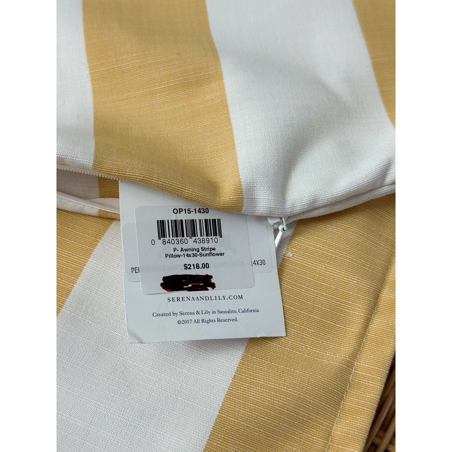 Perennials Awning Stripe Pillow Cover (14”x30”)-Yellow