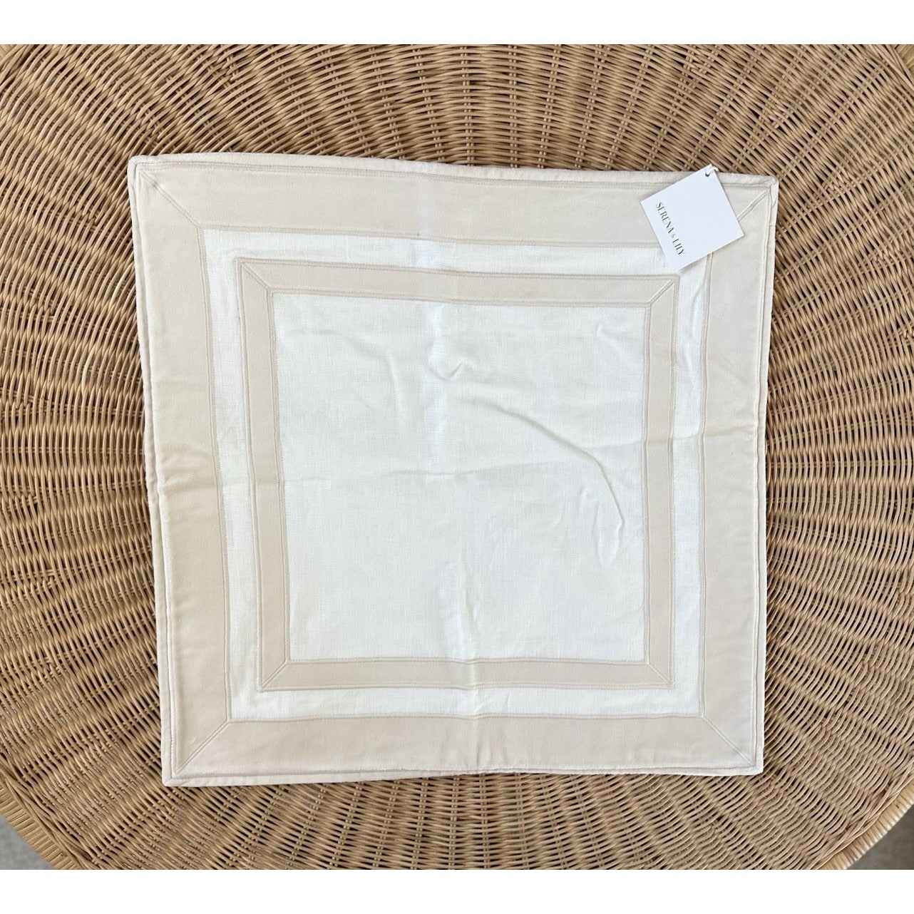 Waverly Linen/Velvet Pillow Cover (22” SQ)-Natural Beige - The Home Decor Outlet