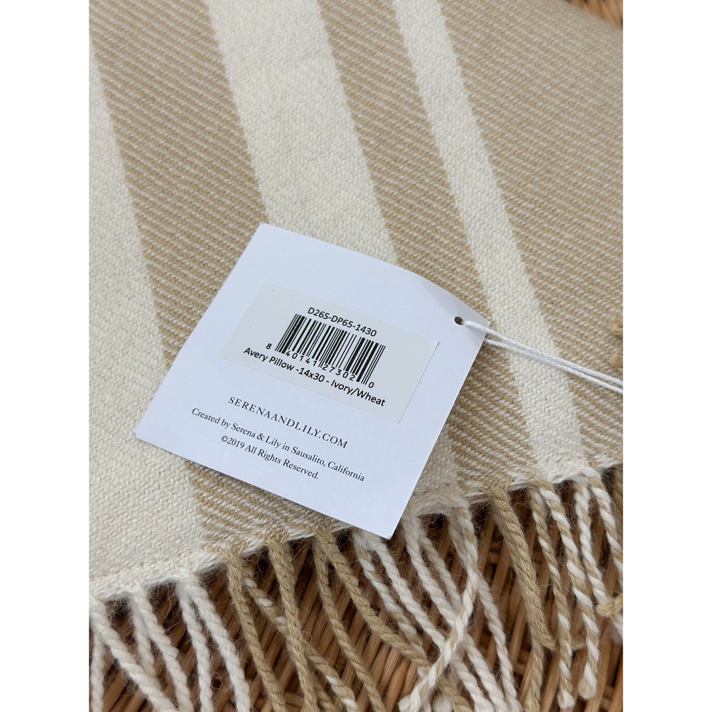 Avery Alpaca Pillow Cover (14”x30”)-Ivory Beige/Wheat Brown