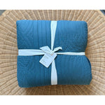 Pottery Barn Heirloom Scallop Quilt (K/CK)-Steel Blue - The Home Decor Outlet