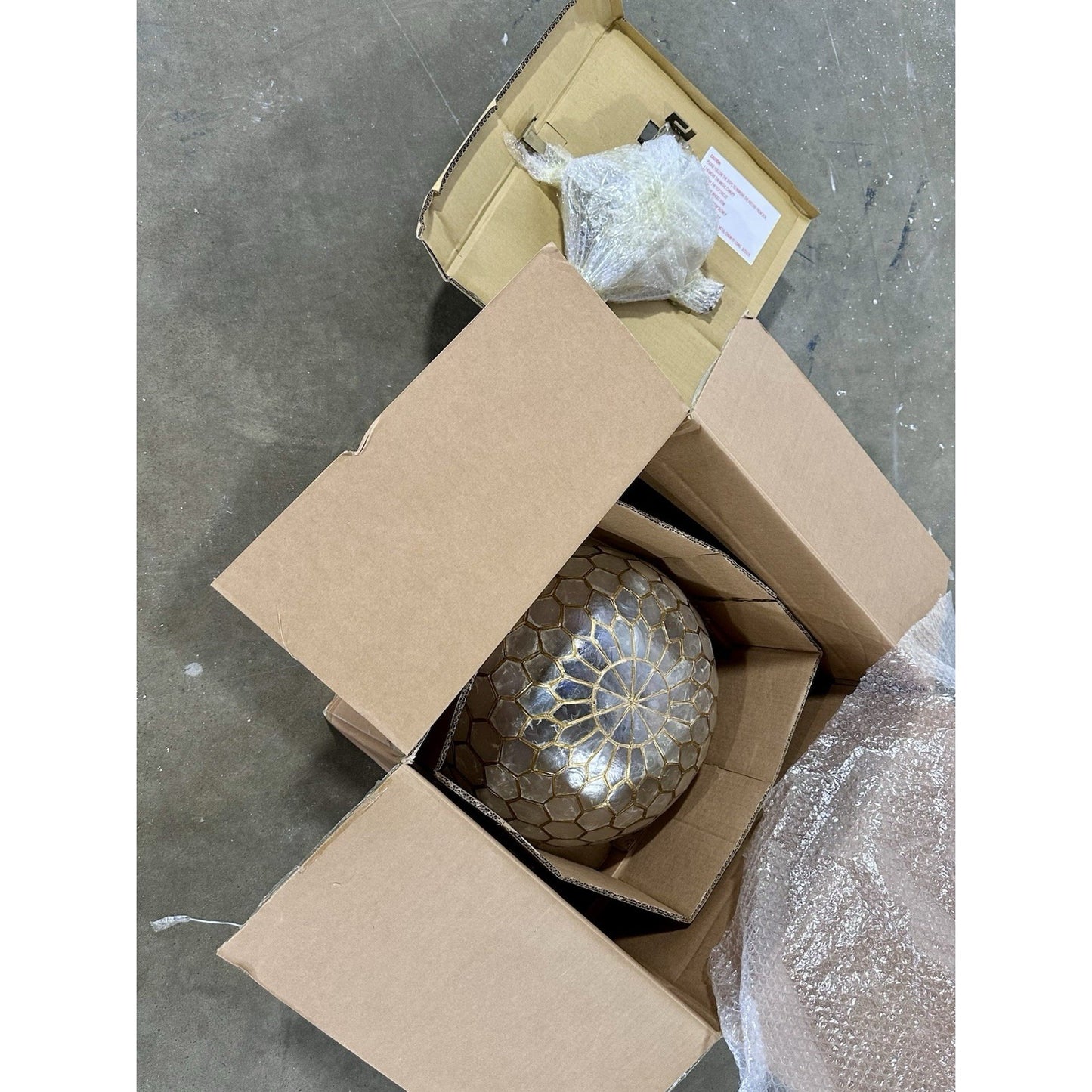 Capiz Flush Mount (Small)-Brass Gold