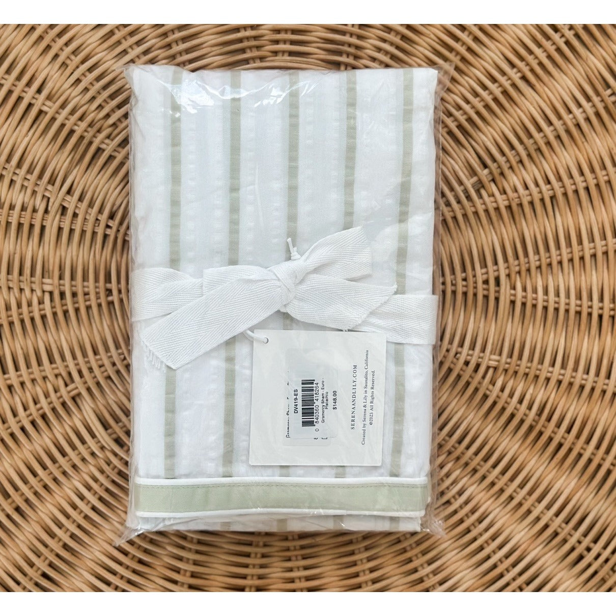 Gramercy Seersucker Euro Pillow Sham-Pistachio Green