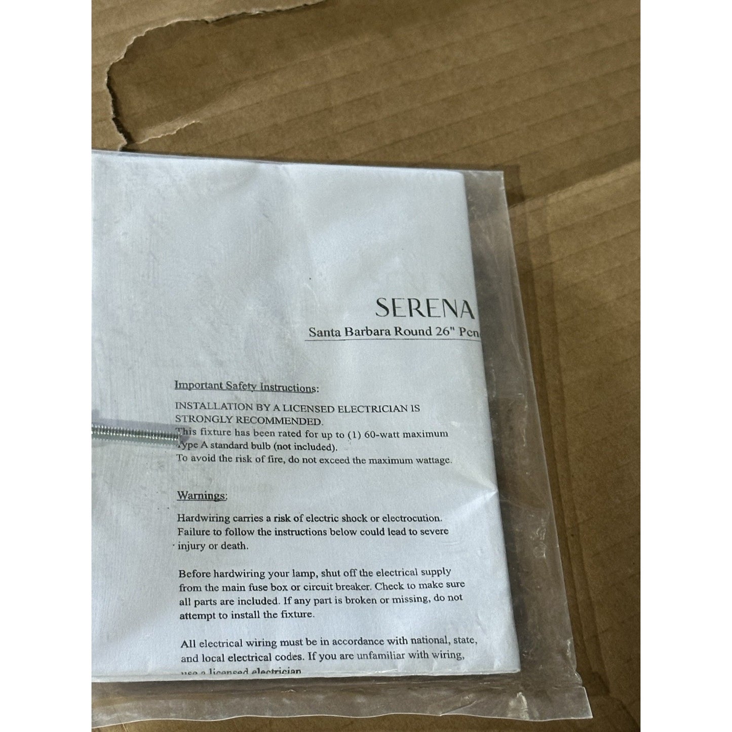 Santa Barbara Rattan Round Pendant (26” DIAM)-Natural Brown