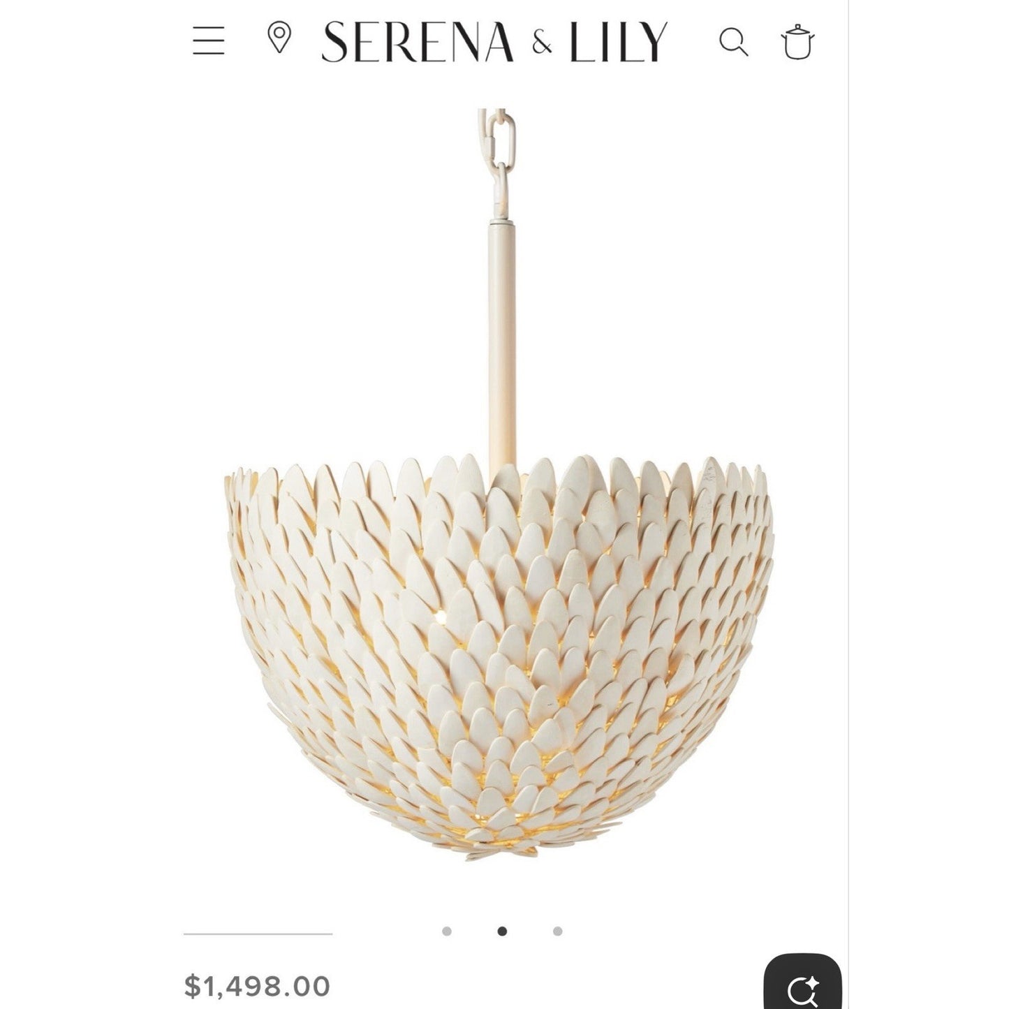 Atwater Coconut Shell Pendant-Beige/White