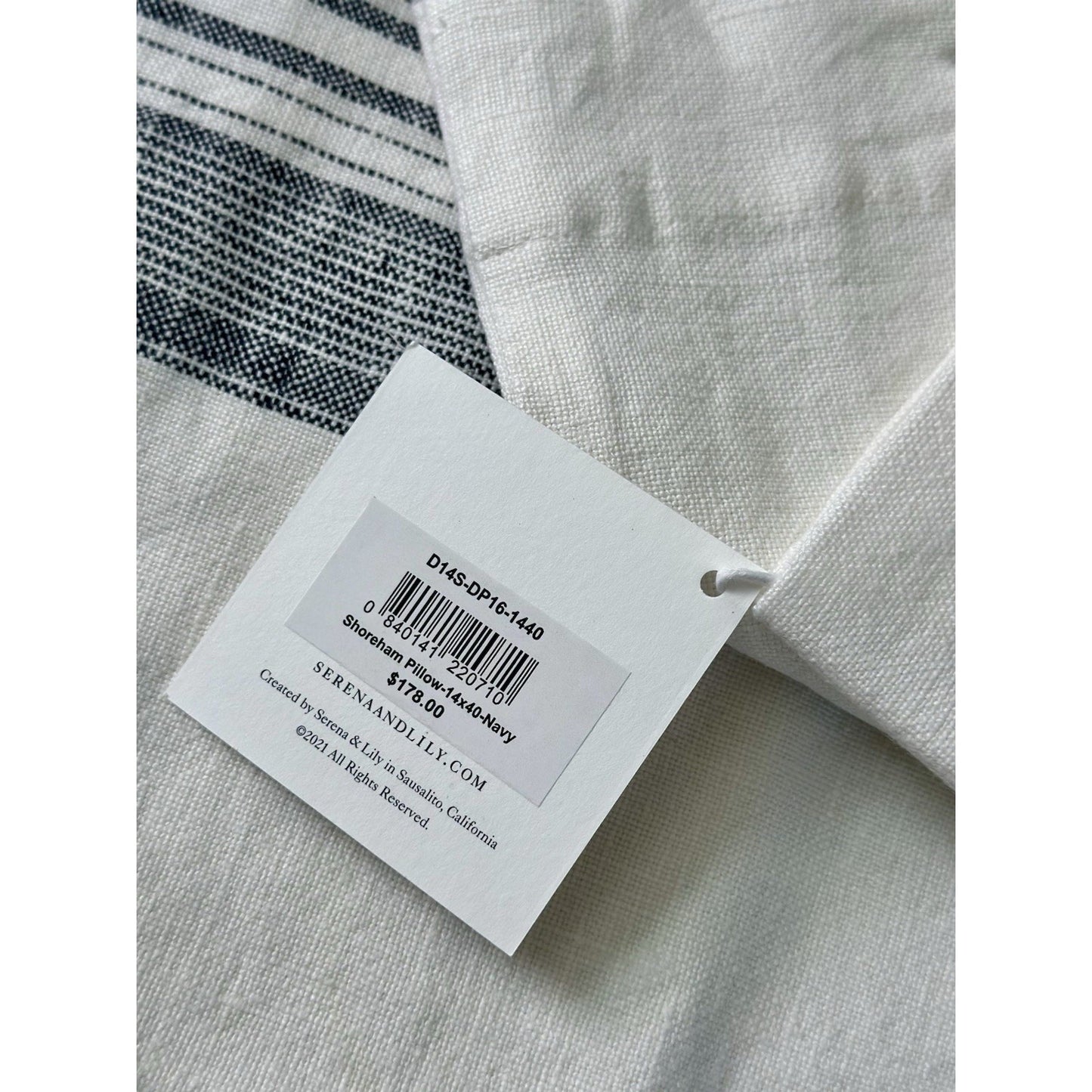 Shoreham Pillow Cover (14”x40”)-Navy Blue