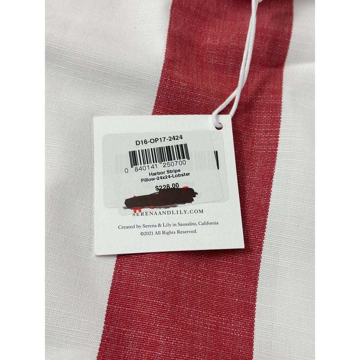 Perennials Harbor Stripe Pillow Cover (24” SQ)-Lobster Red