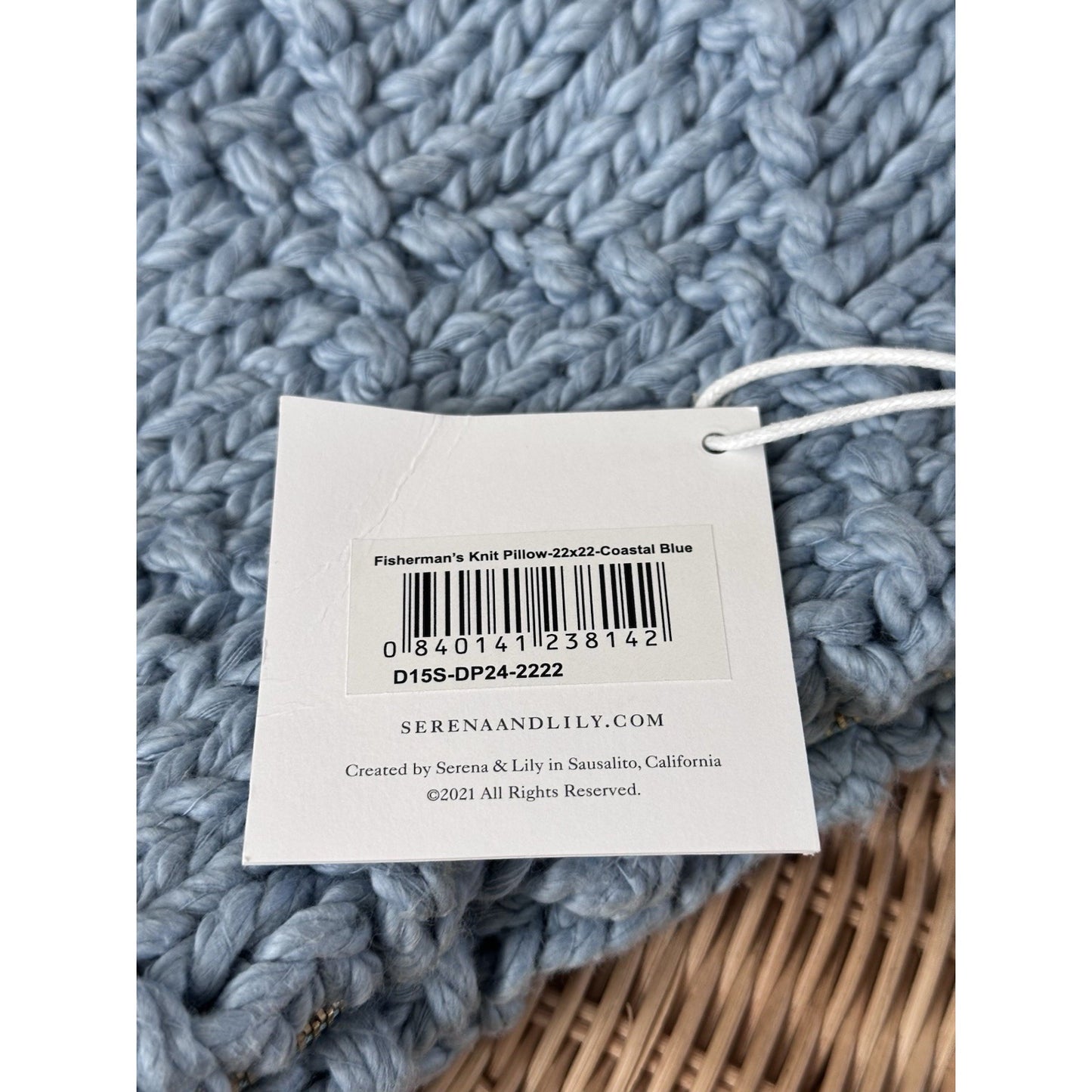 Fisherman's Knit Pillow Cover (22” SQ)-Coastal Blue - The Home Decor Outlet