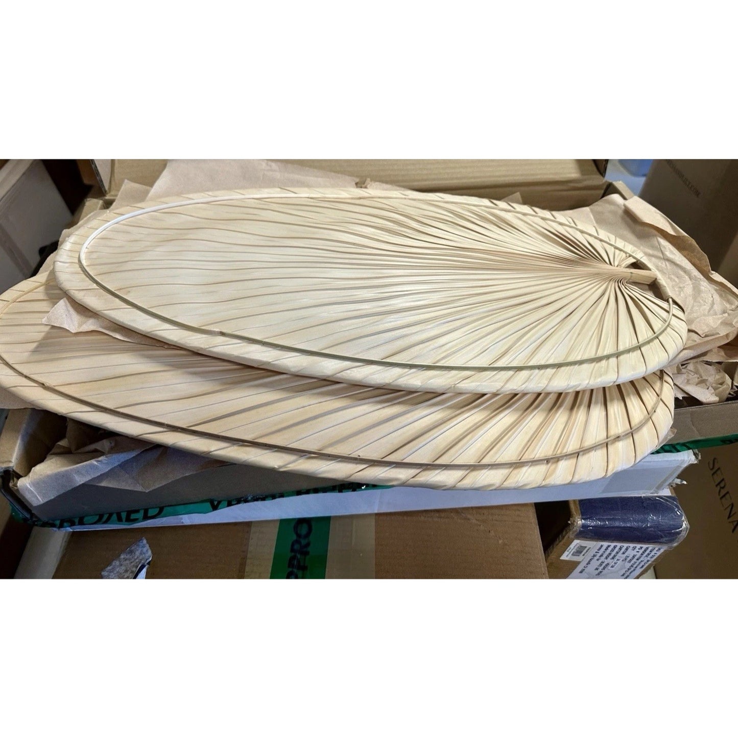 Belize Palm Indoor Ceiling Fan (Natural Palm Blades)-Brass Base