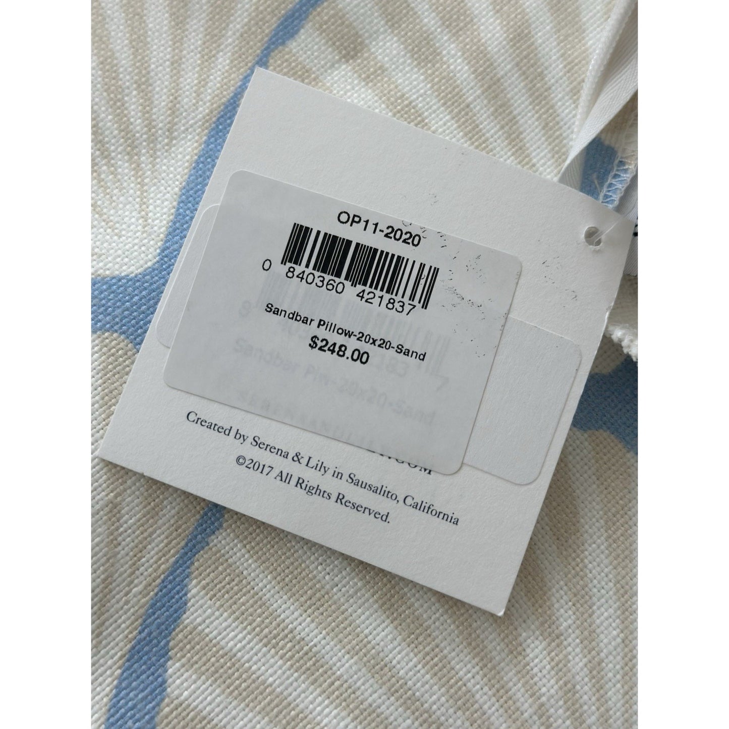 Sandbar Outdoor Pillow Cover (20” SQ)-Sand Beige/Coastal Blue - The Home Decor Outlet