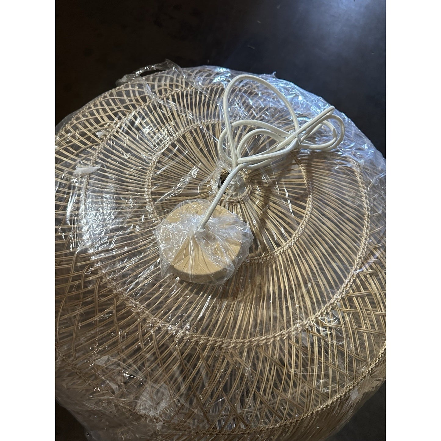 Headlands Ring Rattan Pendant-Natural Brown
