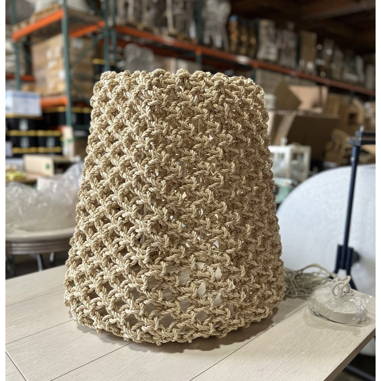 Yountville Woven Abaca Pendant-Natural Brown