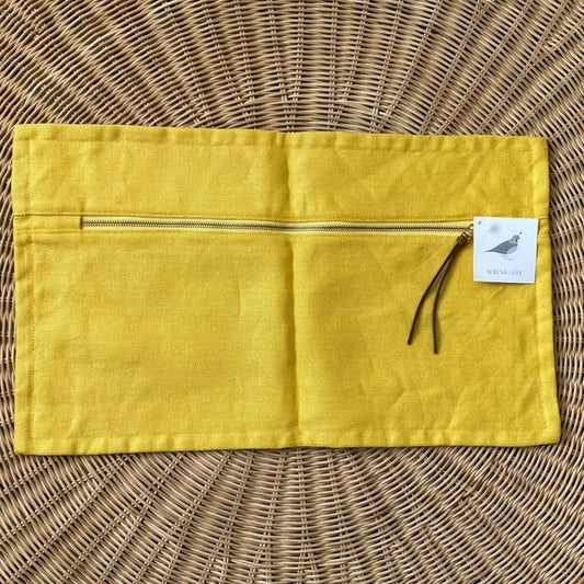 Two Tone Linen Pillow Cover (12”x21”)-Yellow