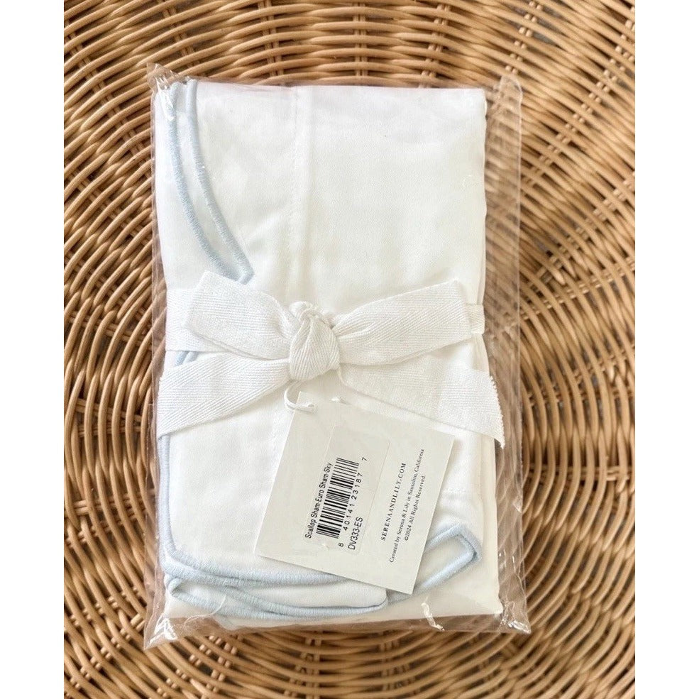 Scallop Sateen Euro Pillow Sham-Sky Blue