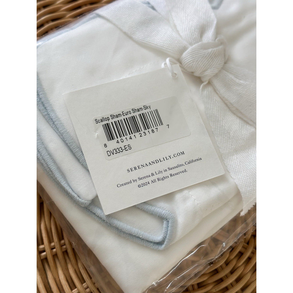 Scallop Sateen Euro Pillow Sham-Sky Blue