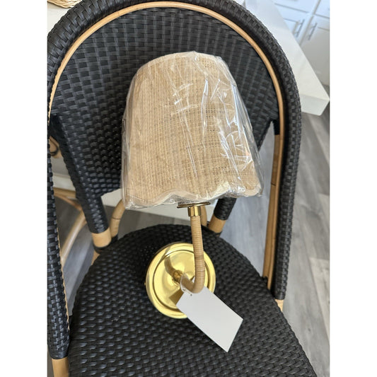 Larkspur Single Sconce (Raffia Wave Shade)-Brass Base
