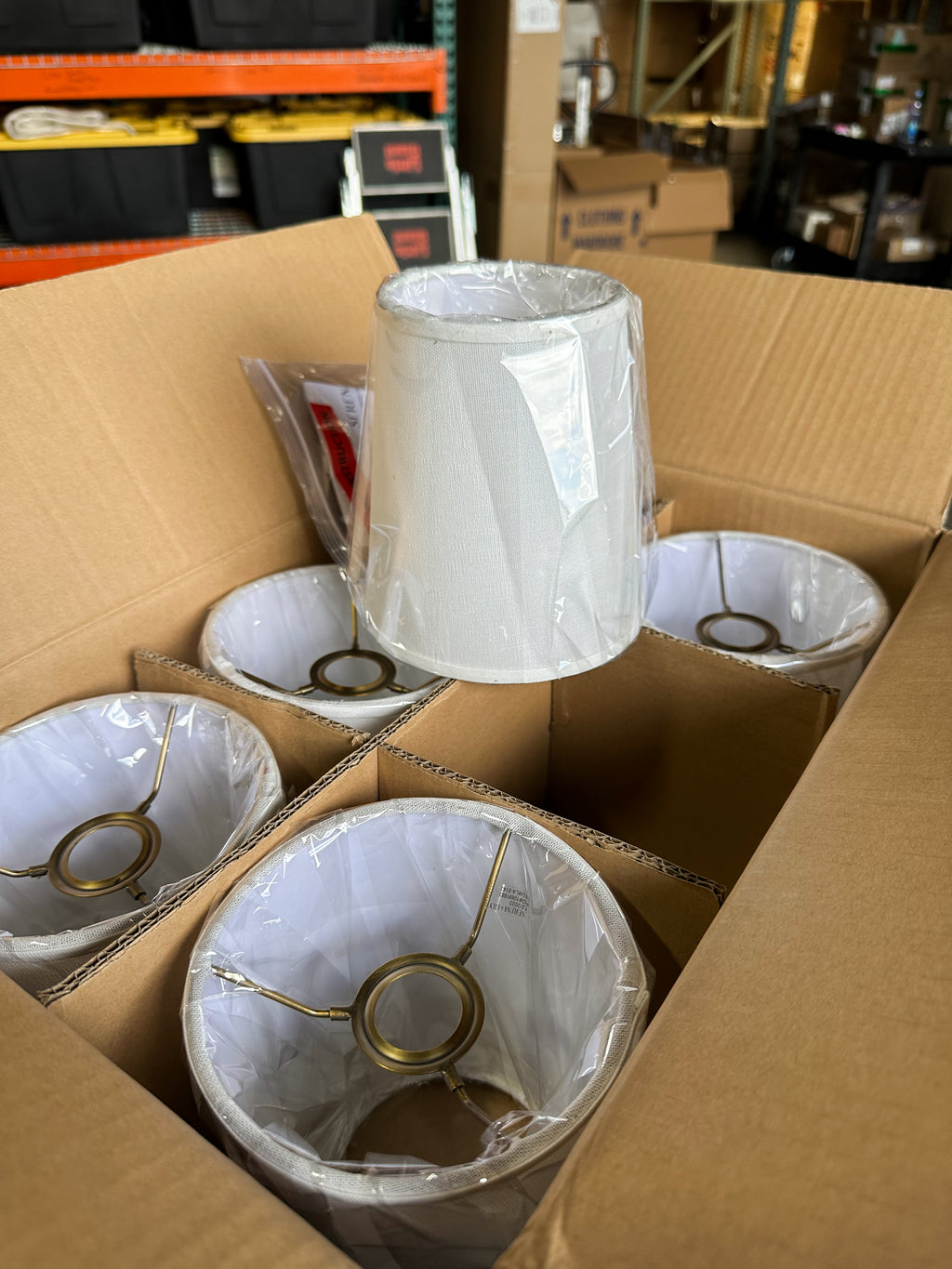 Shades for Fleur Chandelier (Set of 6)-White Taper Linen Shades