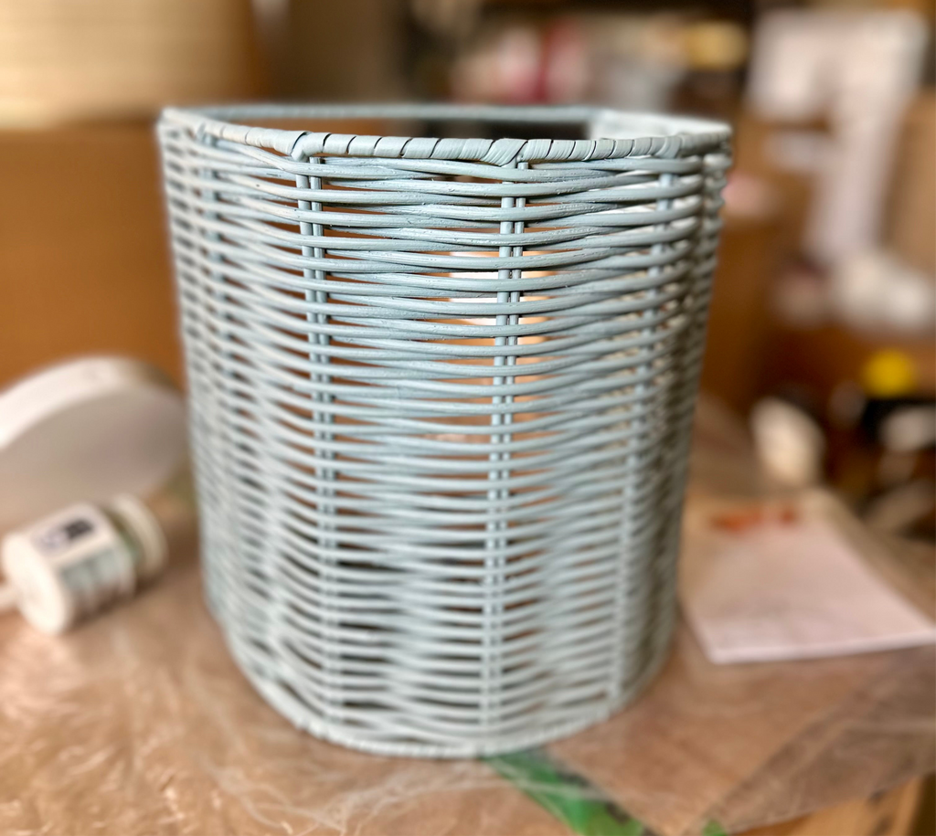Santa Barbara Rattan Drum Sconce-Blue - The Home Decor Outlet