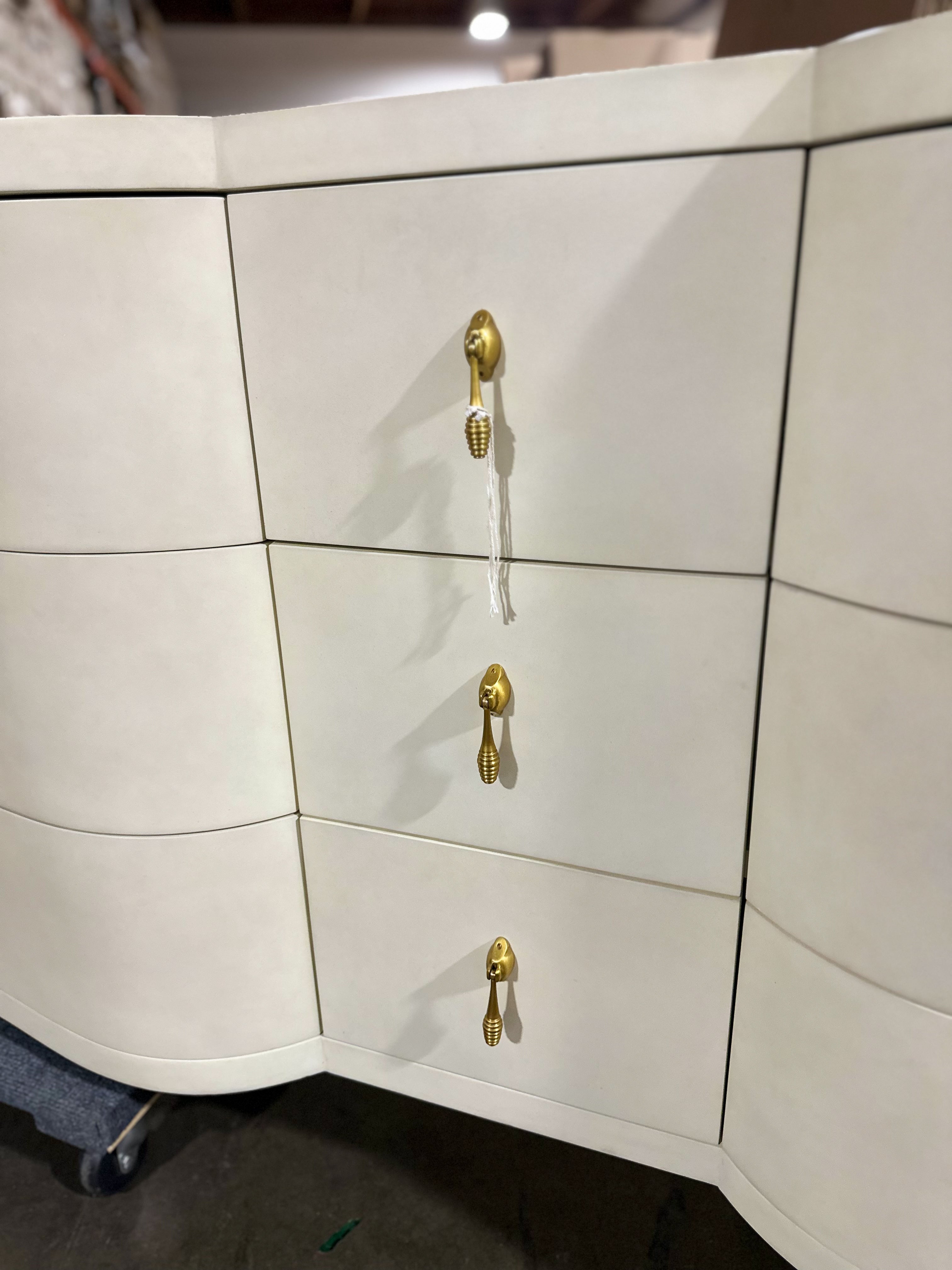 Monroe 9-Drawer Dresser-Beige/Brass Pulls