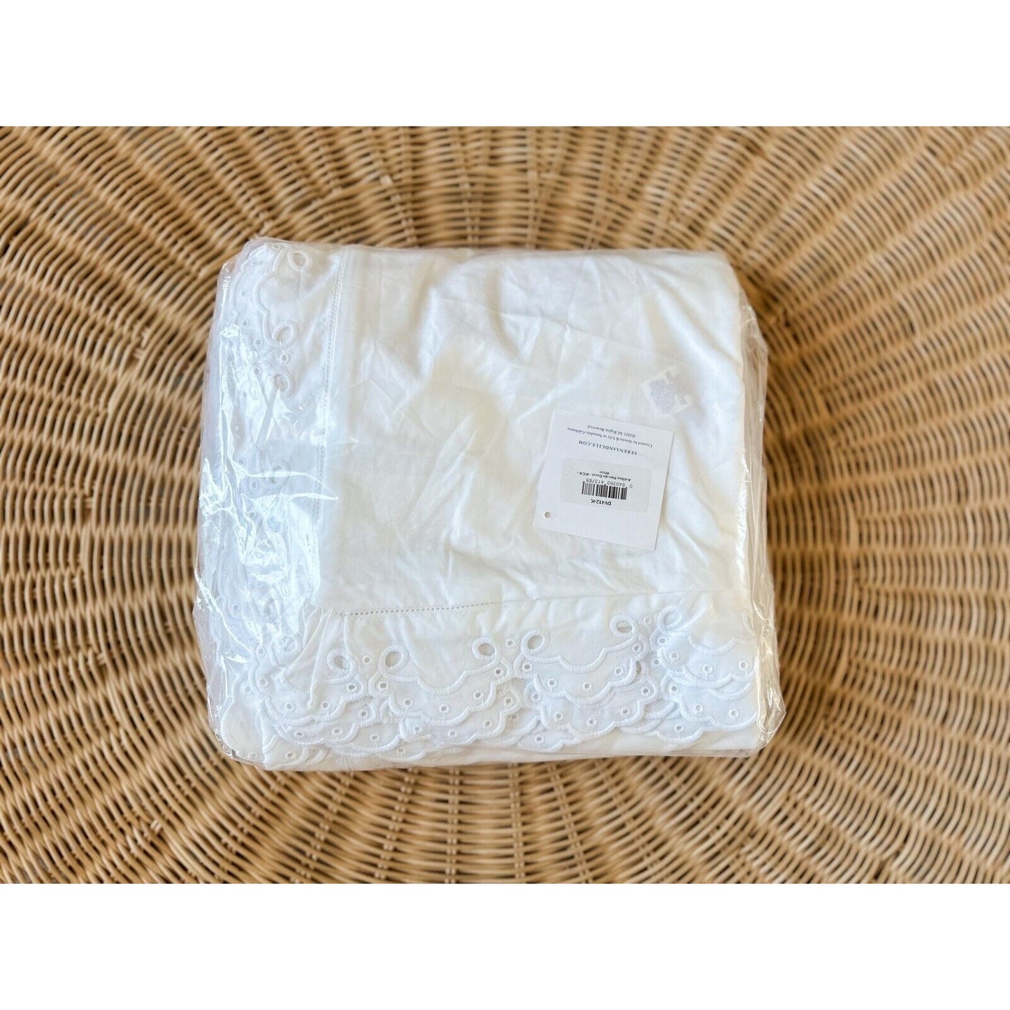 Antibes Eyelet Percale Duvet Cover (K/CK)-White (CL)