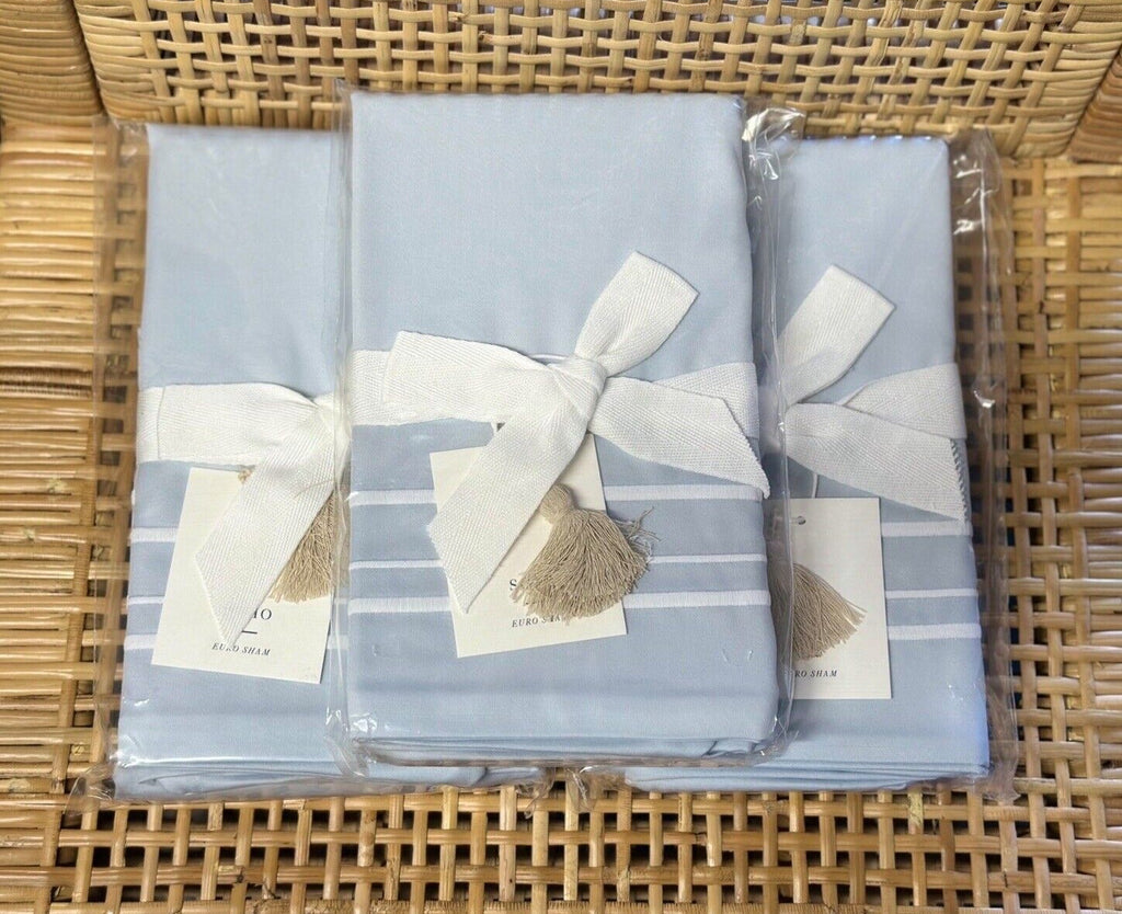 Soho Sateen Euro Sham-Sky/White - The Home Decor Outlet