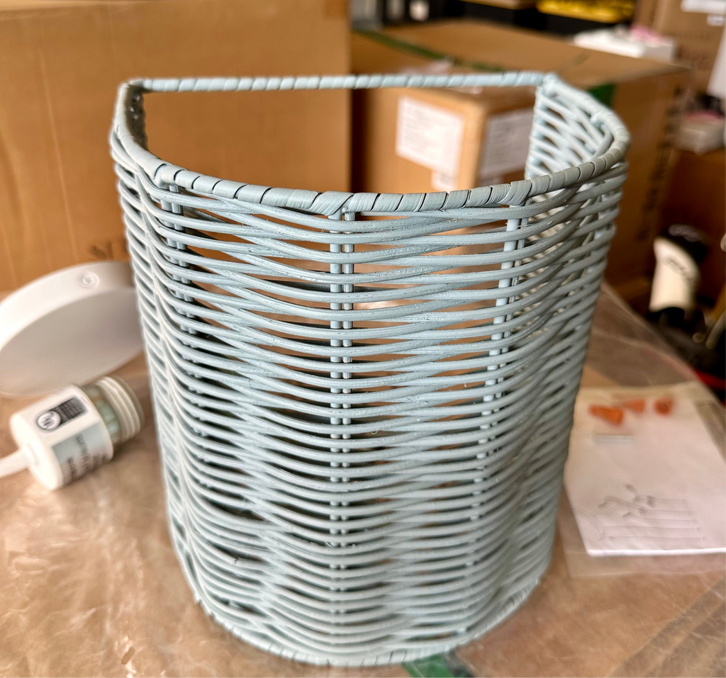 Santa Barbara Rattan Drum Sconce-Blue - The Home Decor Outlet