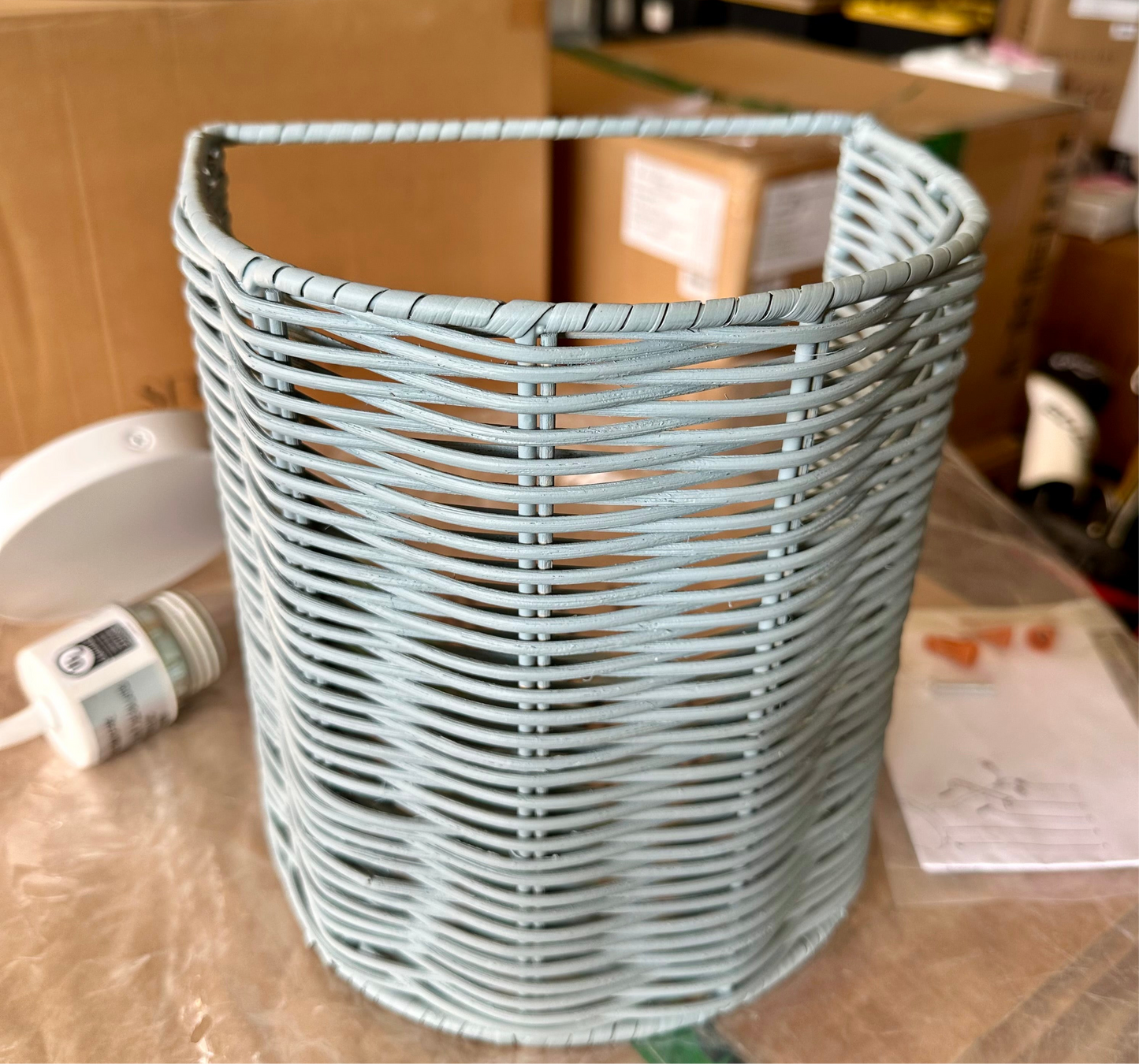 Santa Barbara Rattan Sconce-Blue