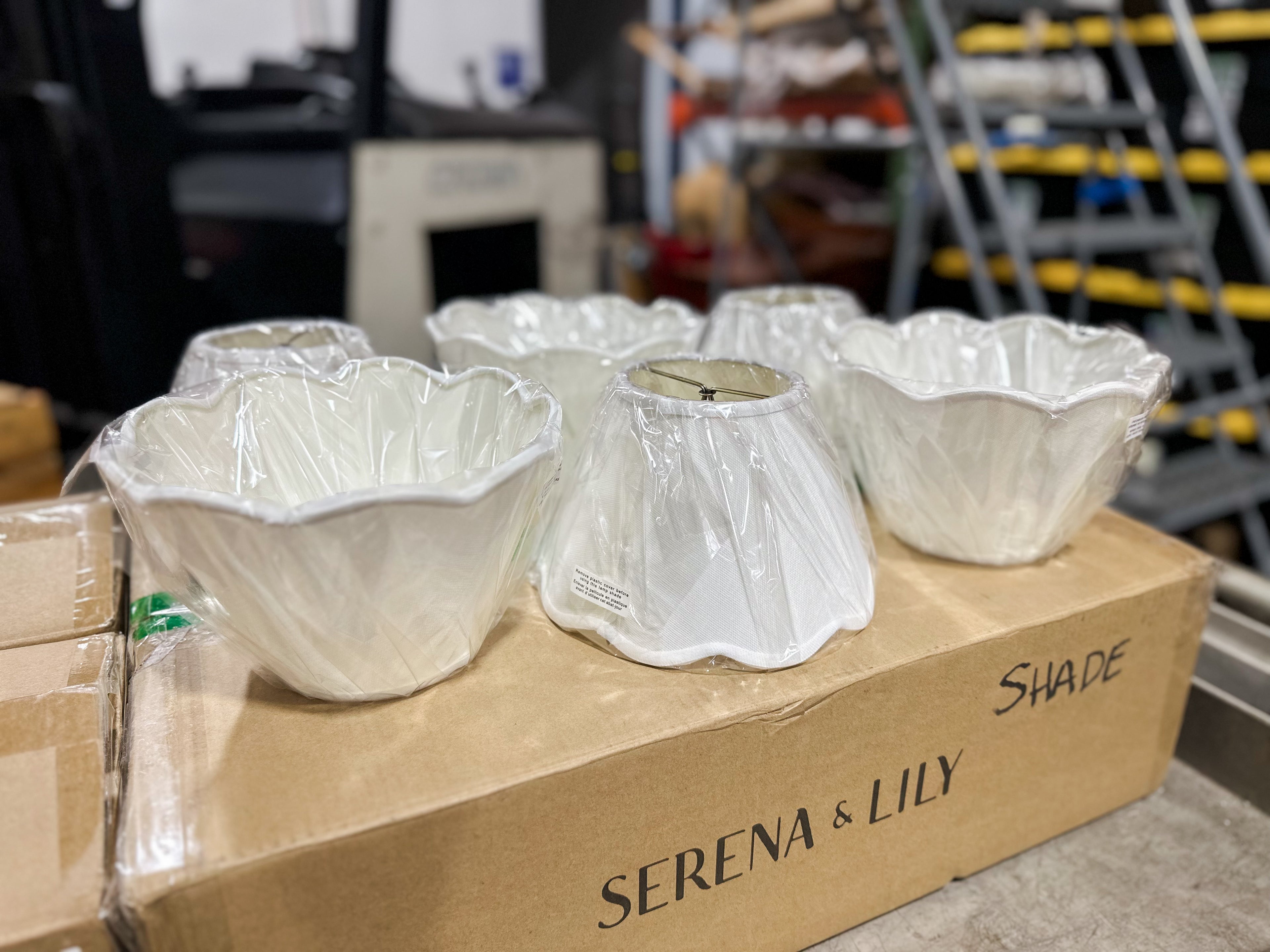 Shades for Larkspur Chandelier (Set of 6)-White Wave Linen Shades