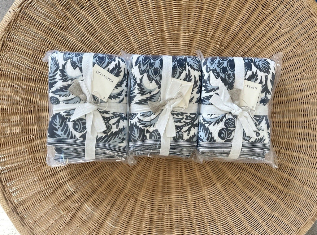 Artichoke Quilted King Pillow Sham-Navy Blue