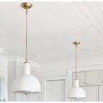 Melrose Large Pendant (19” DIAM)-White/Brass Accents
