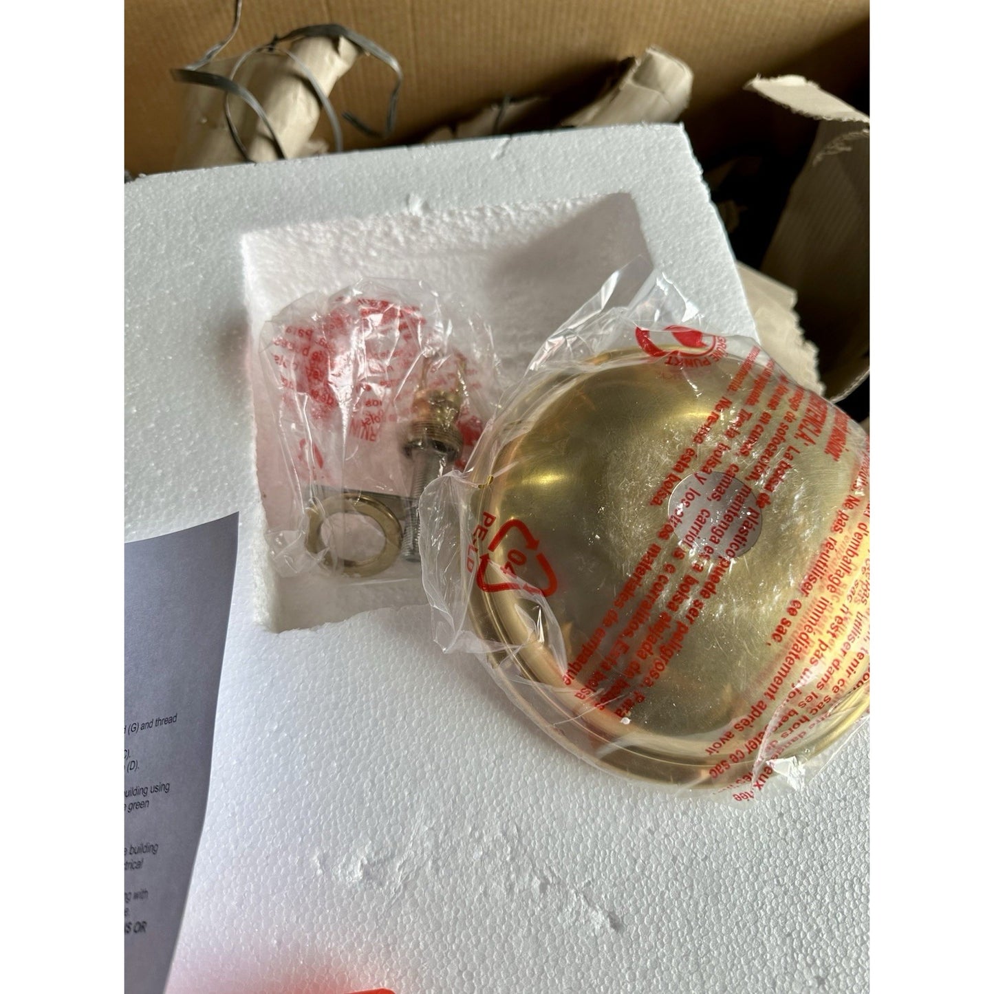 Melrose Large Pendant (19” DIAM)-White/Brass Accents