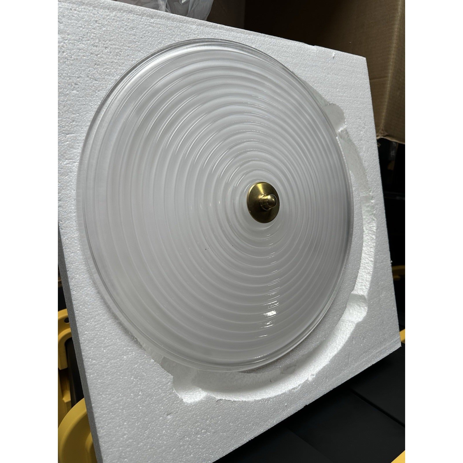 Melrose Large Pendant (19” DIAM)-White/Brass Accents