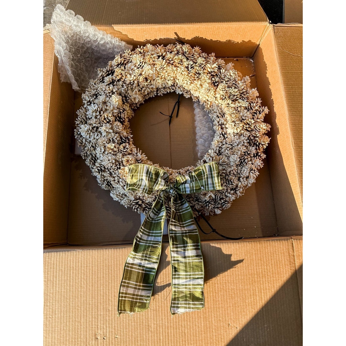 Pinecone Wreath (24”)-Bleached - The Home Decor Outlet