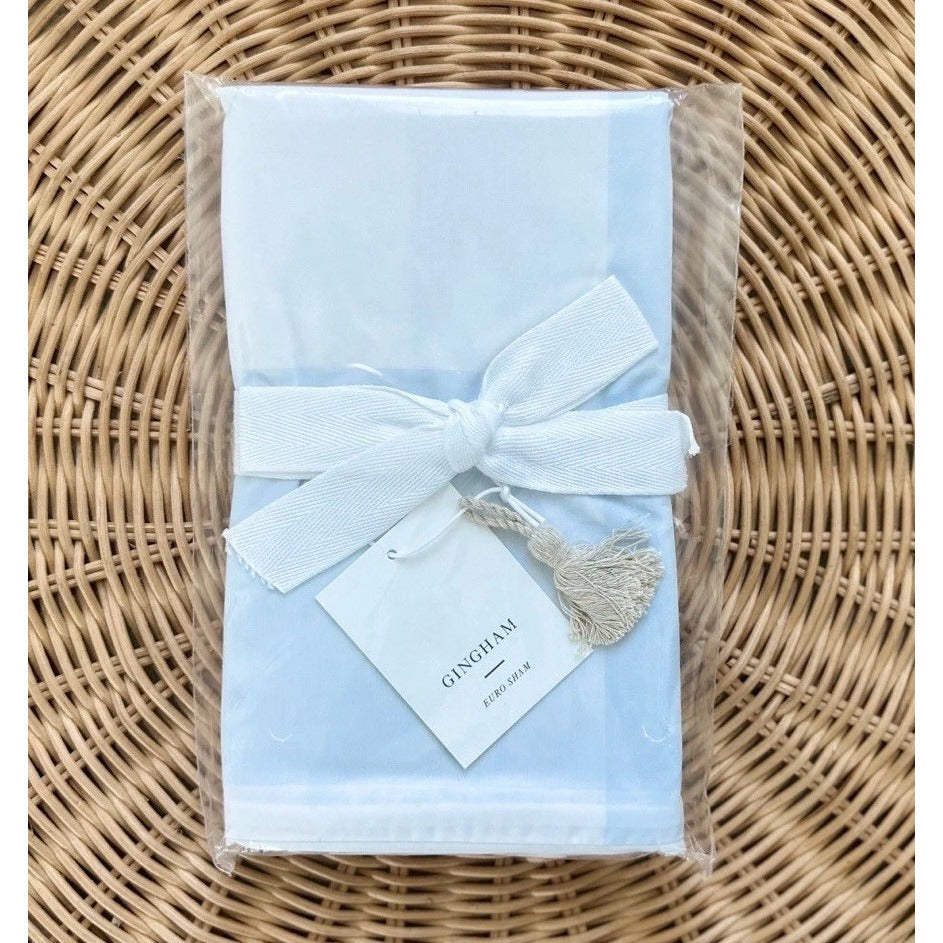 Gingham Percale Euro Pillow Sham-Sky Blue - The Home Decor Outlet