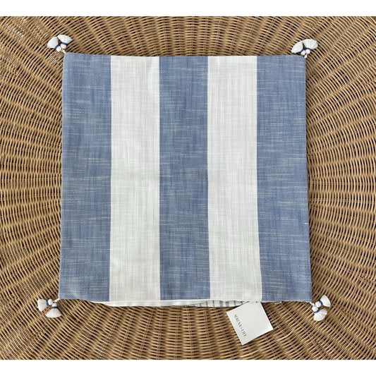 Bay Stripe Outdoor Pillow Cover (20” SQ)-French Blue