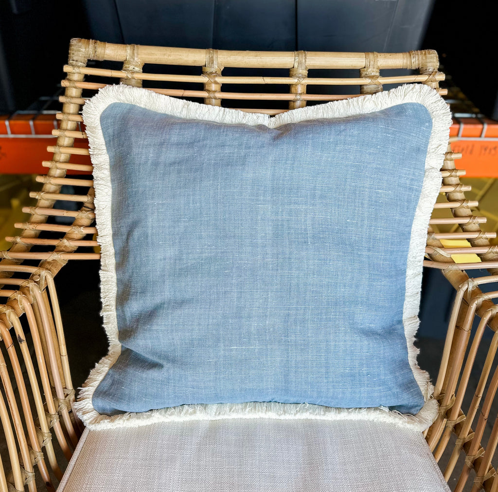 Bowden Linen Pillow Cover (20” SQ)-Coastal Blue