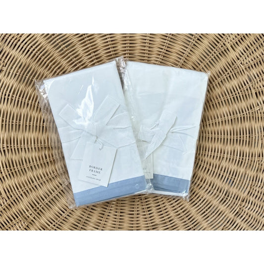 Border Frame Sateen Standard Shams (Set of 2)-Coastal Blue