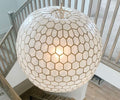 Capiz Honeycomb Large Round Pendant (29” DIAM)-Brass Gold