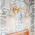 Westbrooke Double Sconce-Brass Rattan Base/Frosted Glass Shade