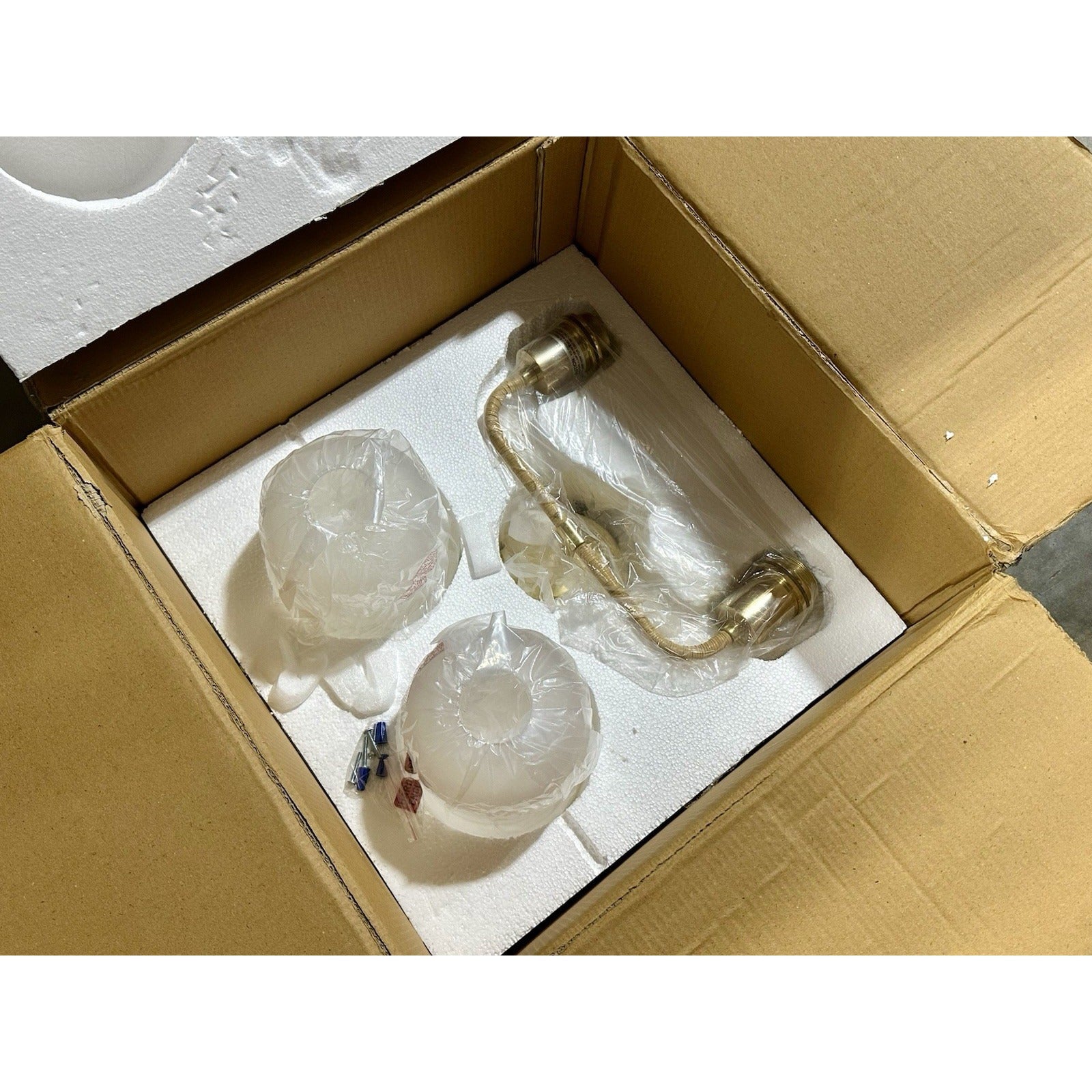 Westbrooke Double Sconce-Brass Rattan Base/Frosted Glass Shade