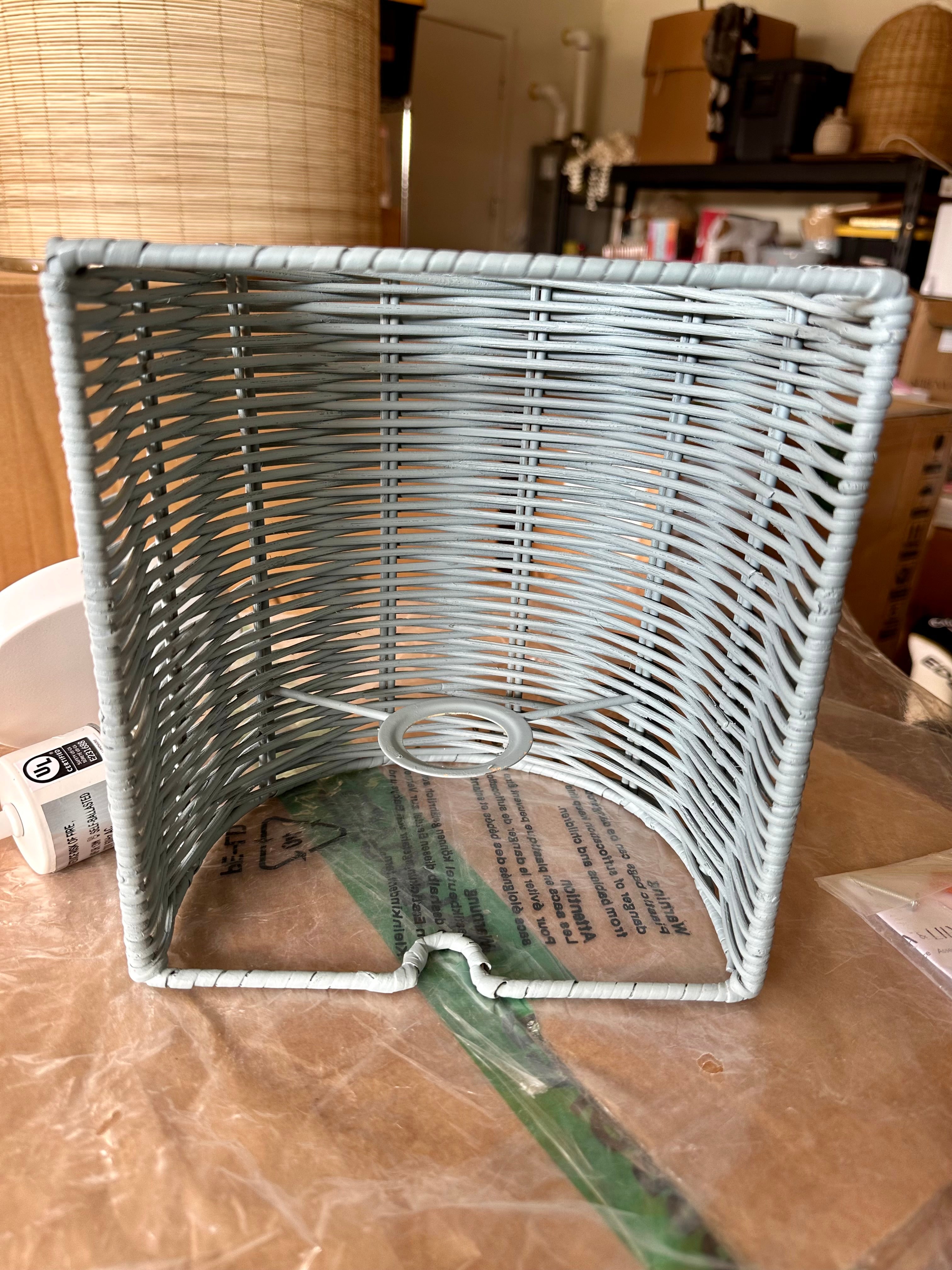 Santa Barbara Rattan Drum Sconce-Blue - The Home Decor Outlet