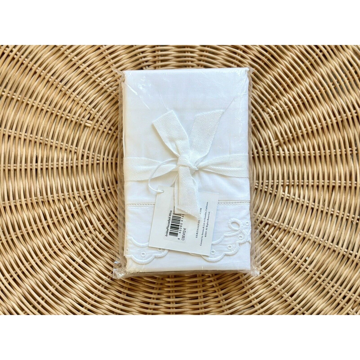 Antibes Eyelet Percale King Pillowcases (Set of 2)-White