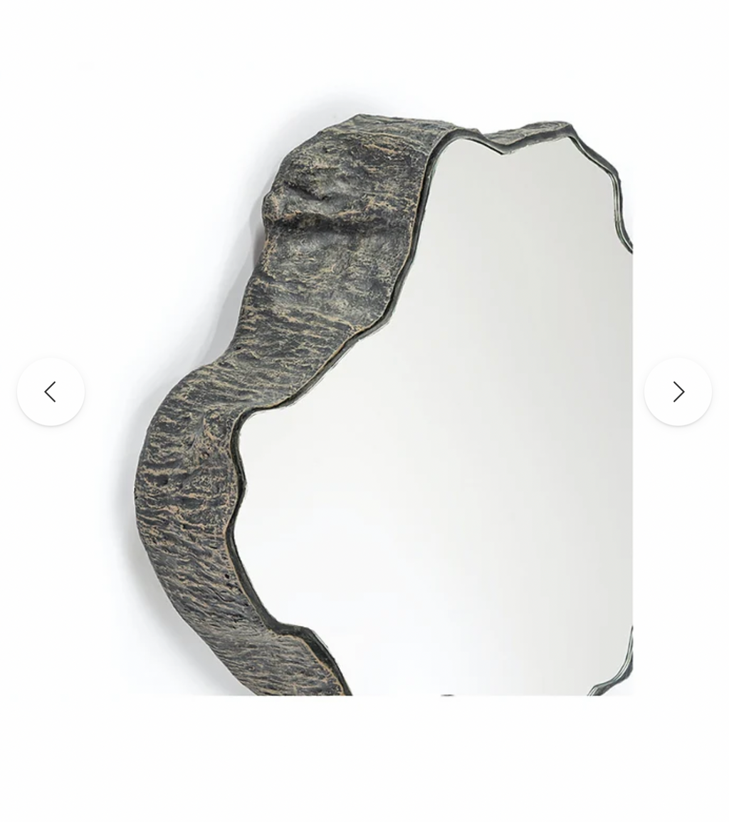PALECEK Caldera Coastal Designer Stonecast Small Wall Mirror-Brown