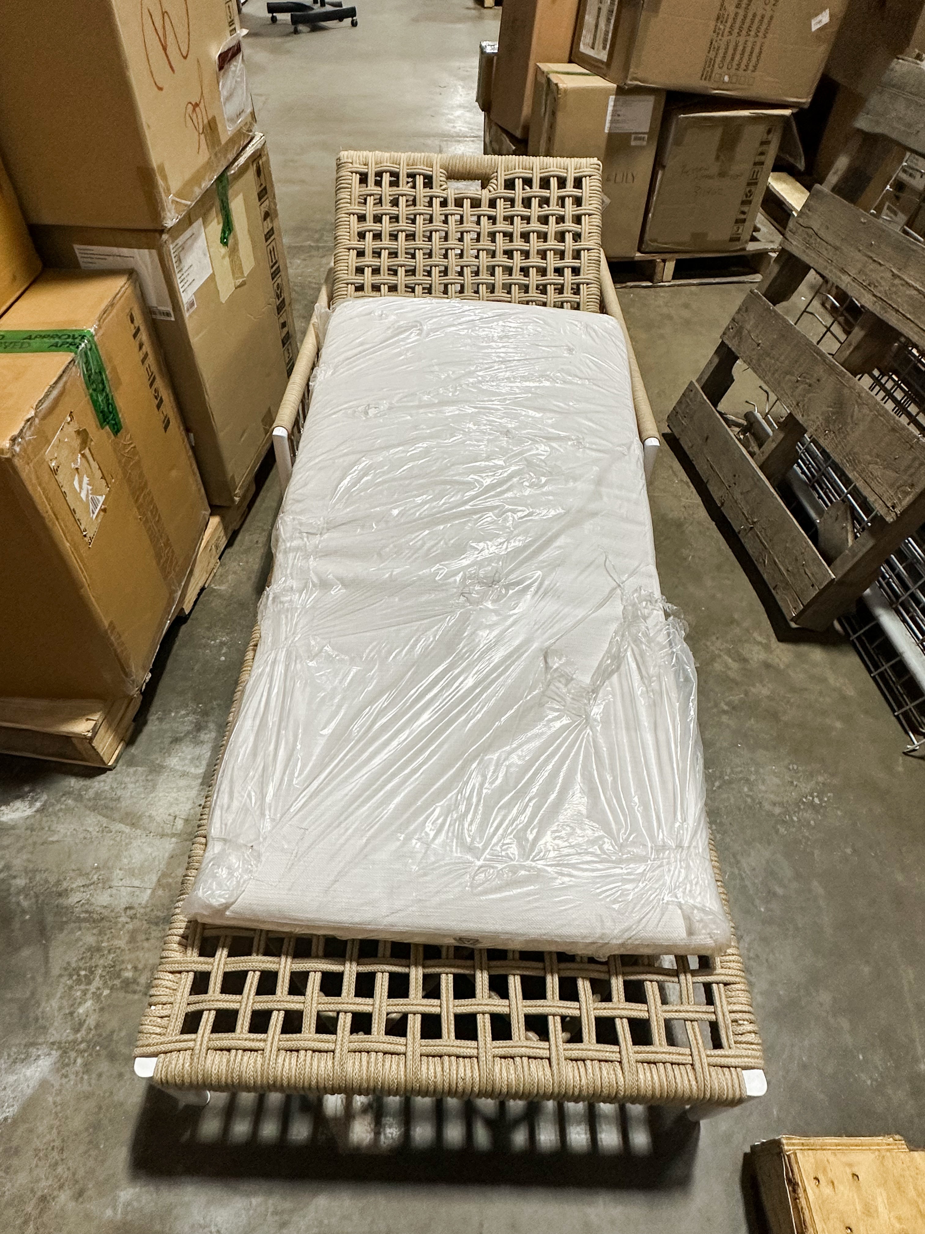 Salt Creek Chaise (White Cushion)-Light Dune Brown