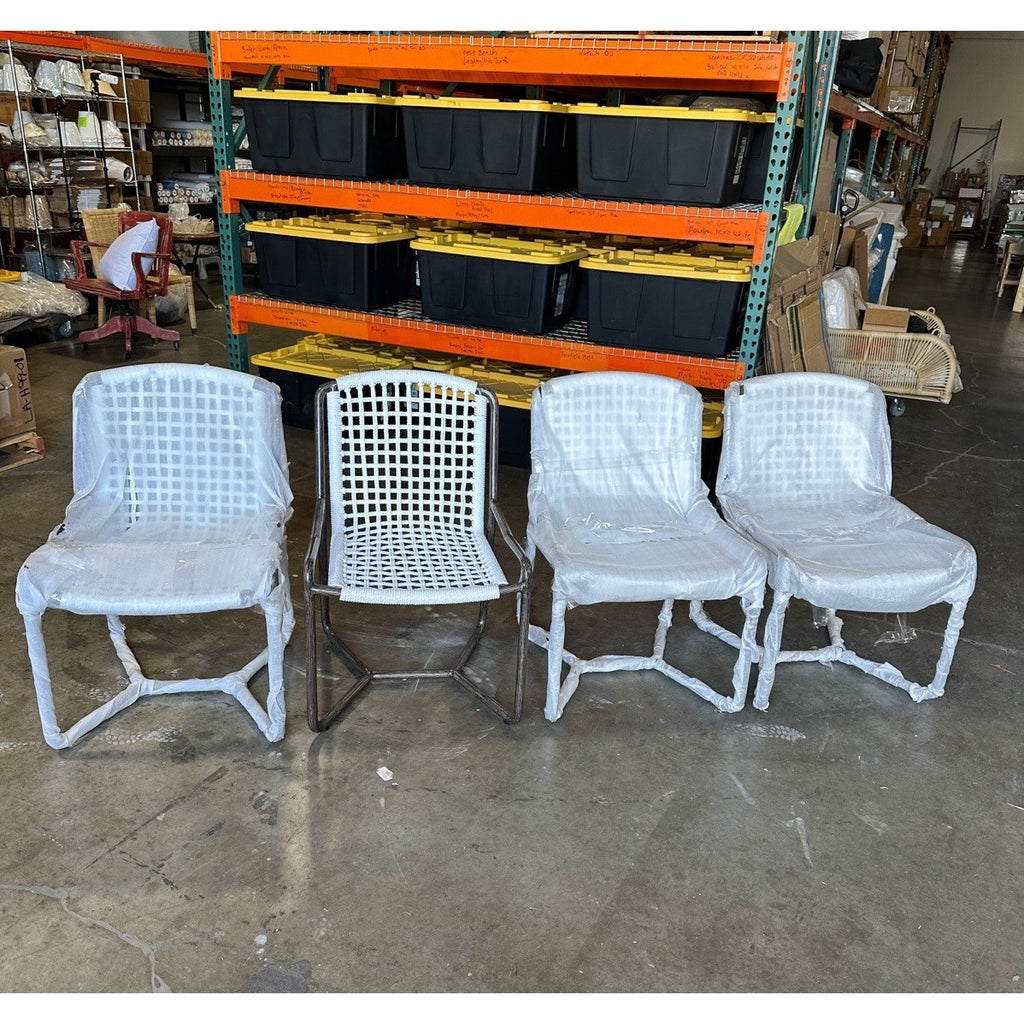 PALECEK Dockside Outdoor Dining Chairs (Set of 4)-Metal Frame/White Rope Seat